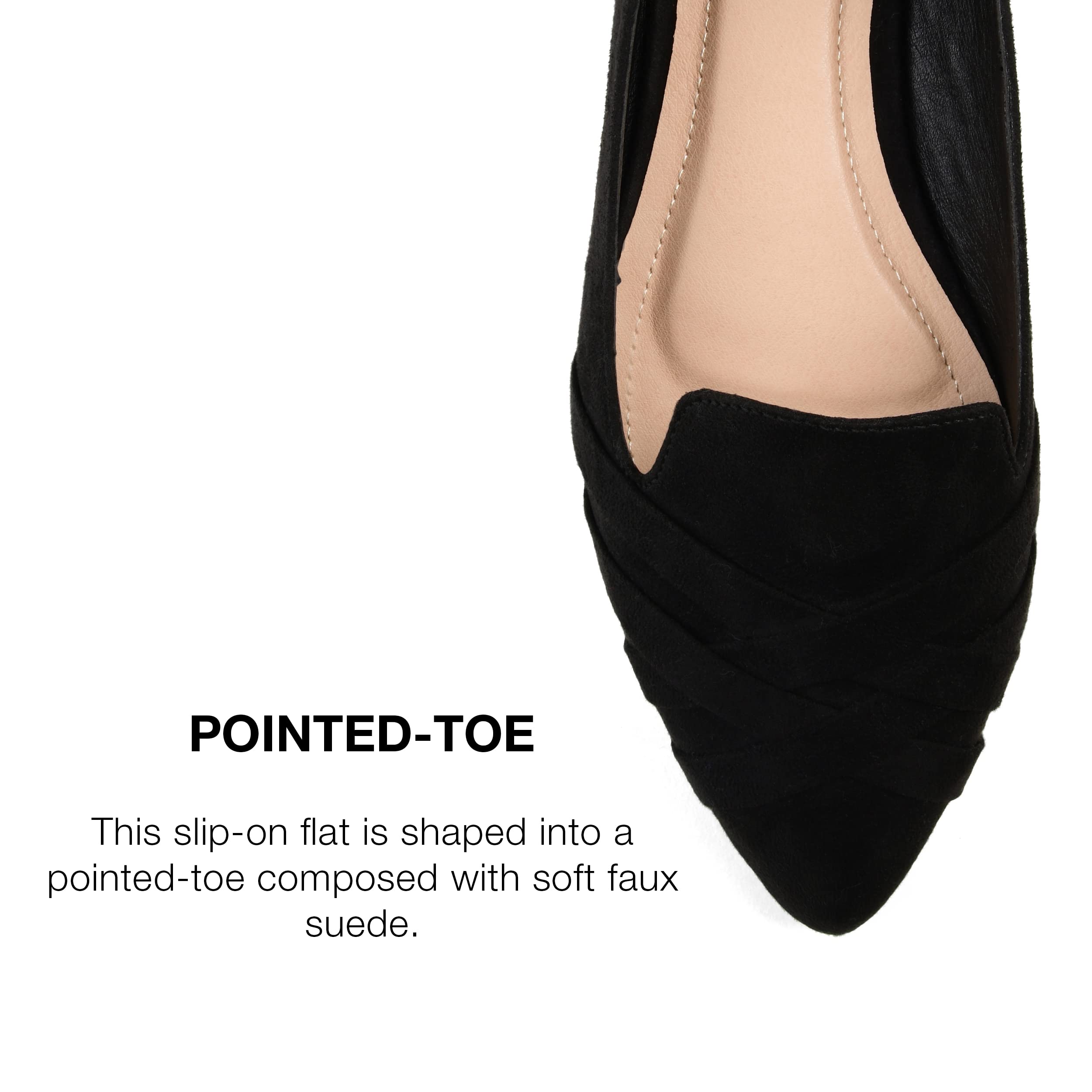Journee Collection Women's Mindee Slip On Pointed Toe Loafer Dress Flats - Black Size 8 | Comfortable Work Shoes for Office, Business Casual & Professional Outfits