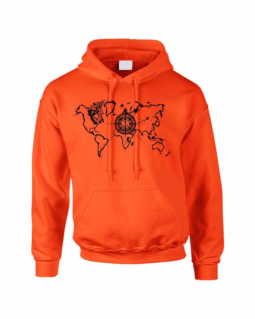 ALLNTRENDS Trendy World Map Compass Hoodie for Adults - Stylish Pullover Sweatshirt for Travel Enthusiasts & Outdoor Adventures