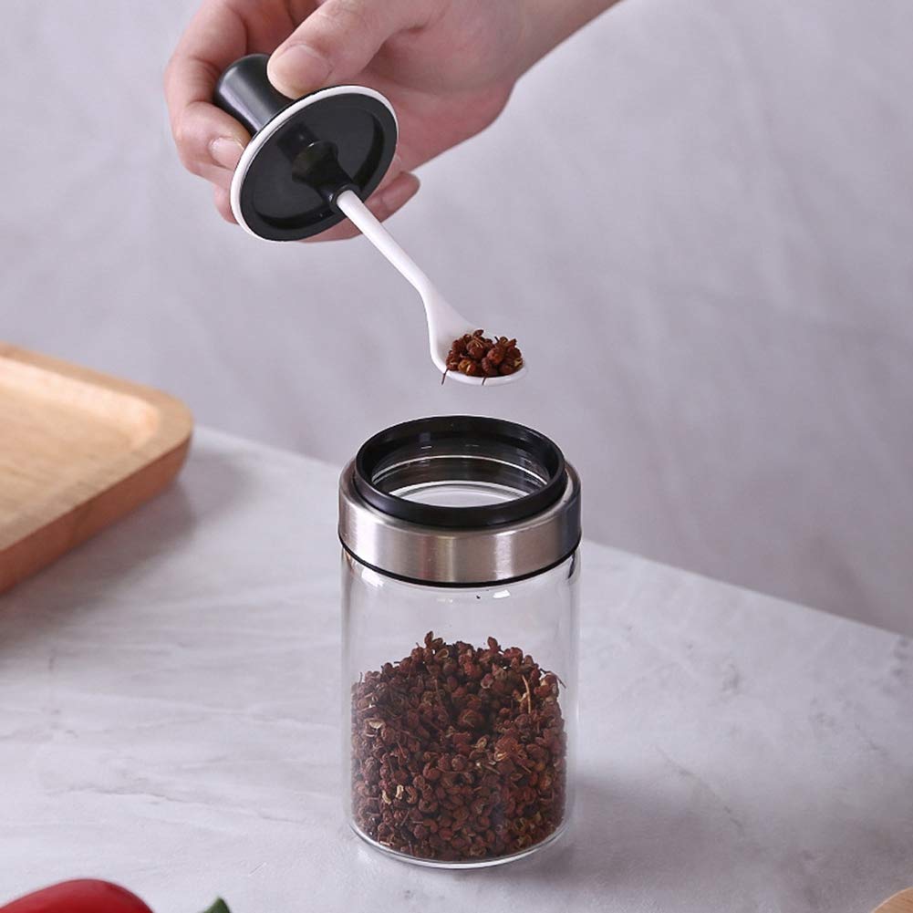 Clear Spice Jars with Airtight Lids - 12oz Transparent Kitchen Storage Containers for Herbs, Tea & Seasonings - Perfect for Pantry Organization & Spice Rack Display