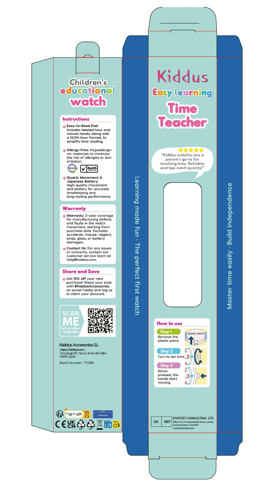 Kiddus Girls Watch with Glitter - Easy to Read Sparkly Learning Watch for Girls Age 4+ | Perfect for School, Playtime & Teaching Kids to Tell Time