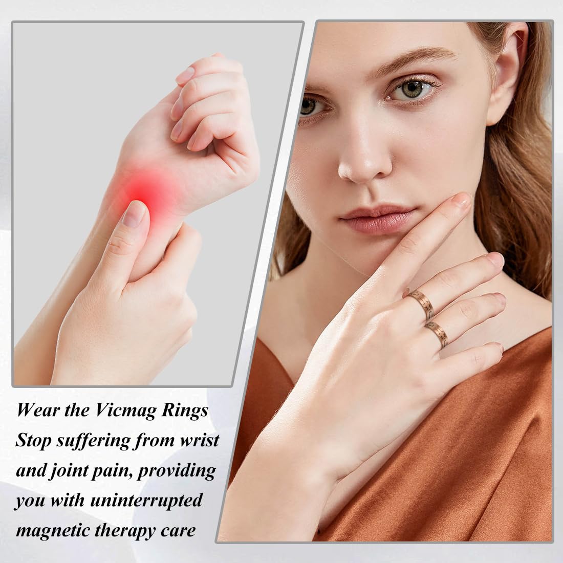 Vicmag Adjustable Copper Magnetic Ring for Women - 100% Pure Solid Copper Jewelry Gift for Ladies, Thumb & Finger Rings (Cross Design) - Perfect for Pain Relief, Arthritis & Fashion Accessories