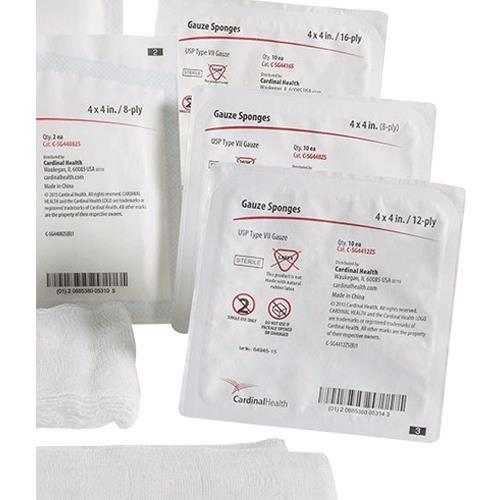 Cardinal Health Sterile 100% Cotton Medium Fluff Sponge 6 x 6 3/4 Inches - Pack of 2 | Wound Care, First Aid & Medical Supplies for Hospitals, Clinics & Home Use