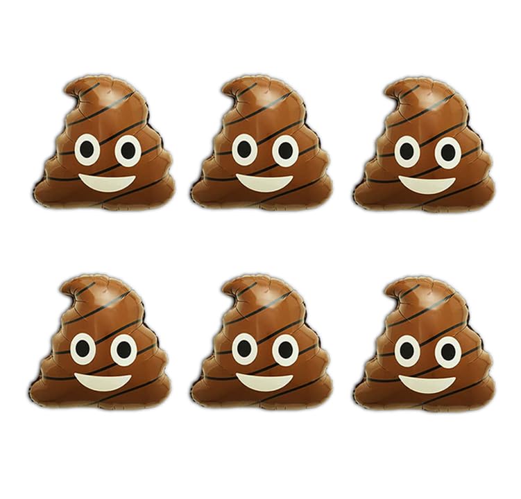 6Pcs Big Poop Balloon - Funny Aluminum Poo Foil Balloons for Birthday Party Decorations, Baby Shower, Halloween & Graduation Party Supplies - Perfect for Themed Parties & Prank Gifts