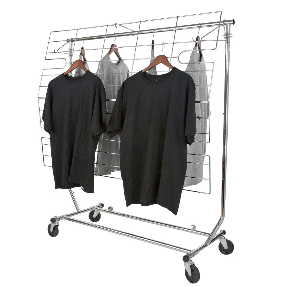 Foldable Rolling Clothes Rack with Screen - Space-Saving Storage for Bedroom, Closet & Laundry Room - Durable & Portable Garment Organizer