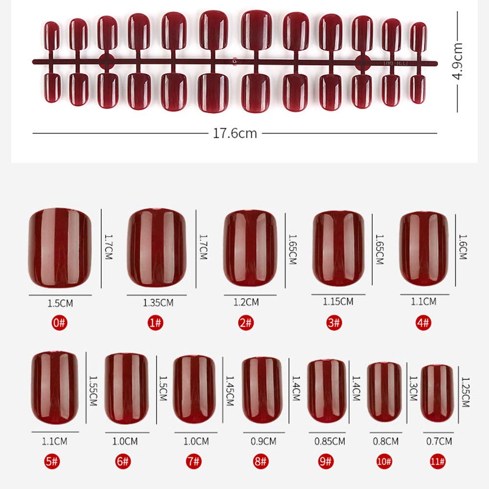 Acrylic False Nail Tips - 12 Sizes Full Cover Fake Nails for Natural Look | Perfect for Salon, Home Manicure & Special Occasions