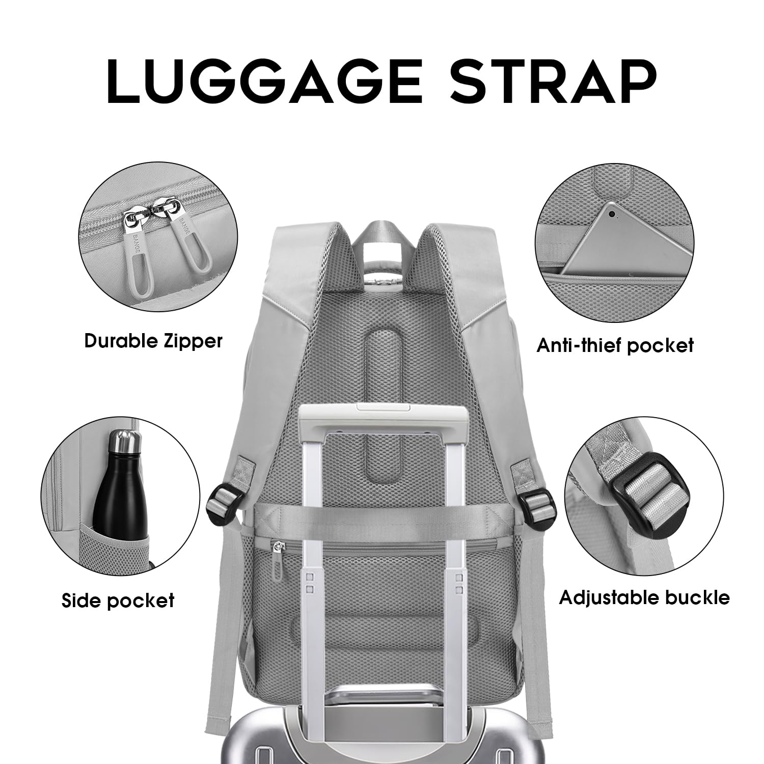 FUTURE AESTHETICS Unisex Waterproof Travel Backpack - Durable Hiking & College Backpack for Men & Women, Business Carry-On Bag (Grey) - Perfect for Commuting, Outdoor Adventures & Daily Use