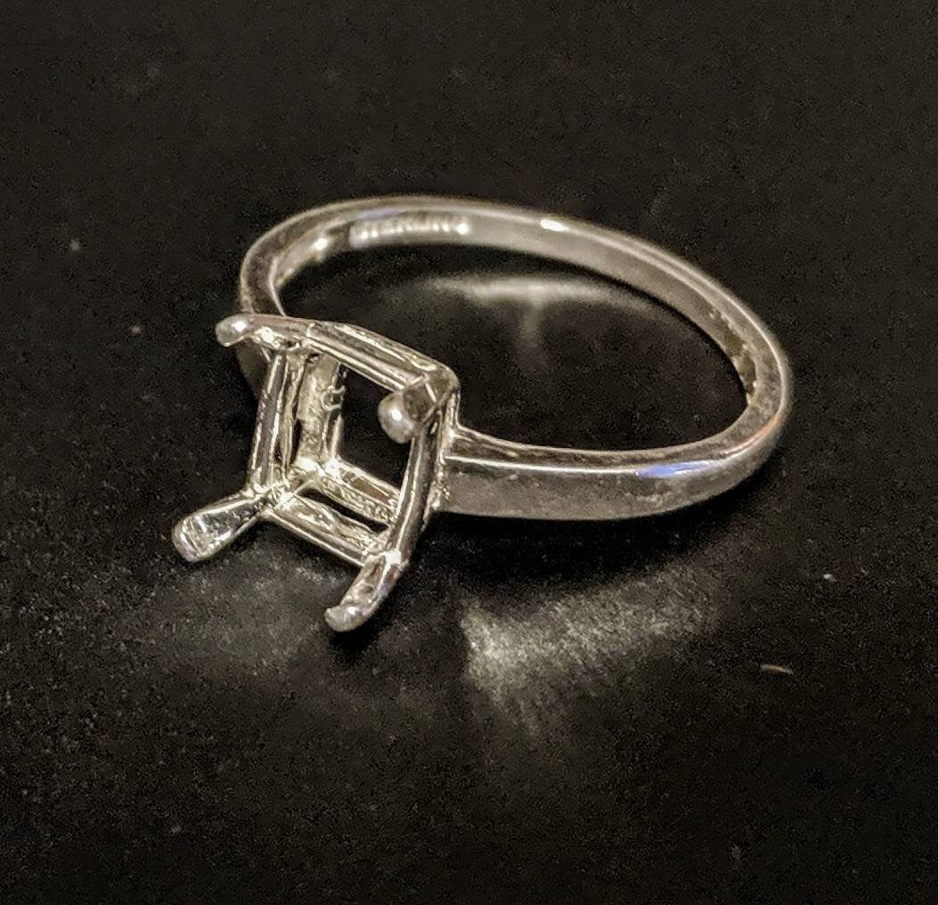 Sterling Silver Emerald Cut Pre-Notched Blank Ring Settings - 6x4mm, 7x5mm, 8x6mm - Sizes 6, 7, 8 - Perfect for DIY Jewelry Making, Engagement Rings, and Wedding Bands