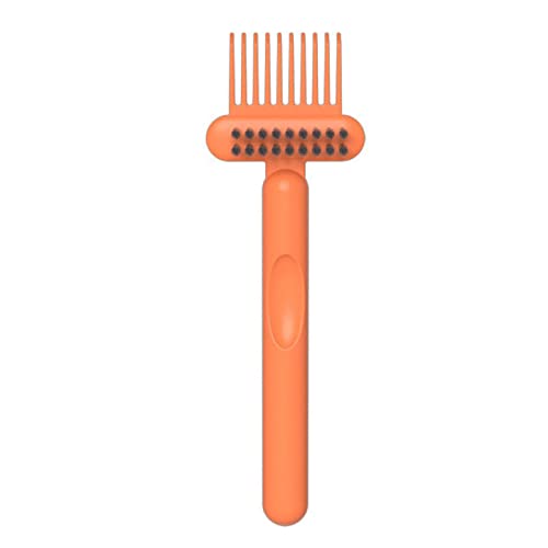 2-in-1 Comb Cleaning Brush - Hair Brush Cleaner Tool for Home & Salon Use | Mini Hair Remover with Dust Collector | Perfect for Stylists, Pet Grooming & Bathroom Maintenance (Orange)