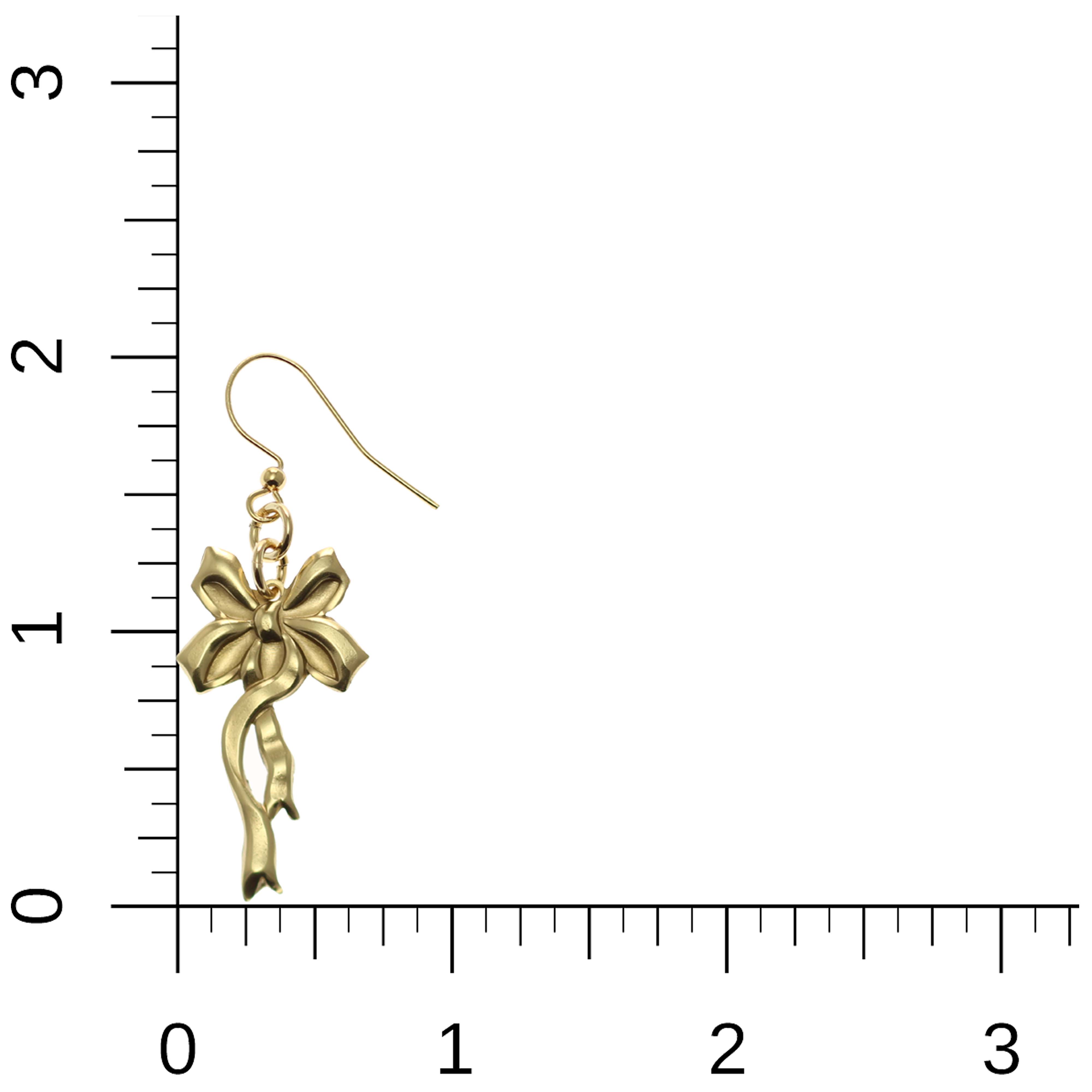 Yuletide Ribbon Nu Gold Brass Dangle Earrings - Elegant Holiday Jewelry for Christmas Parties & Festive Occasions