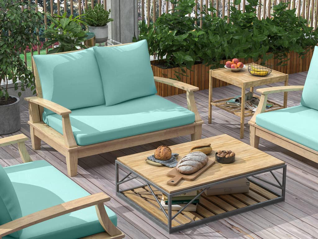 BOSSIMA Deep Seat Chair Cushion Set - Indoor/Outdoor Water-Resistant Olefin Cushions in Light Blue - Spring Summer Patio Furniture Replacement - Perfect for Deck, Porch, and Poolside Lounging