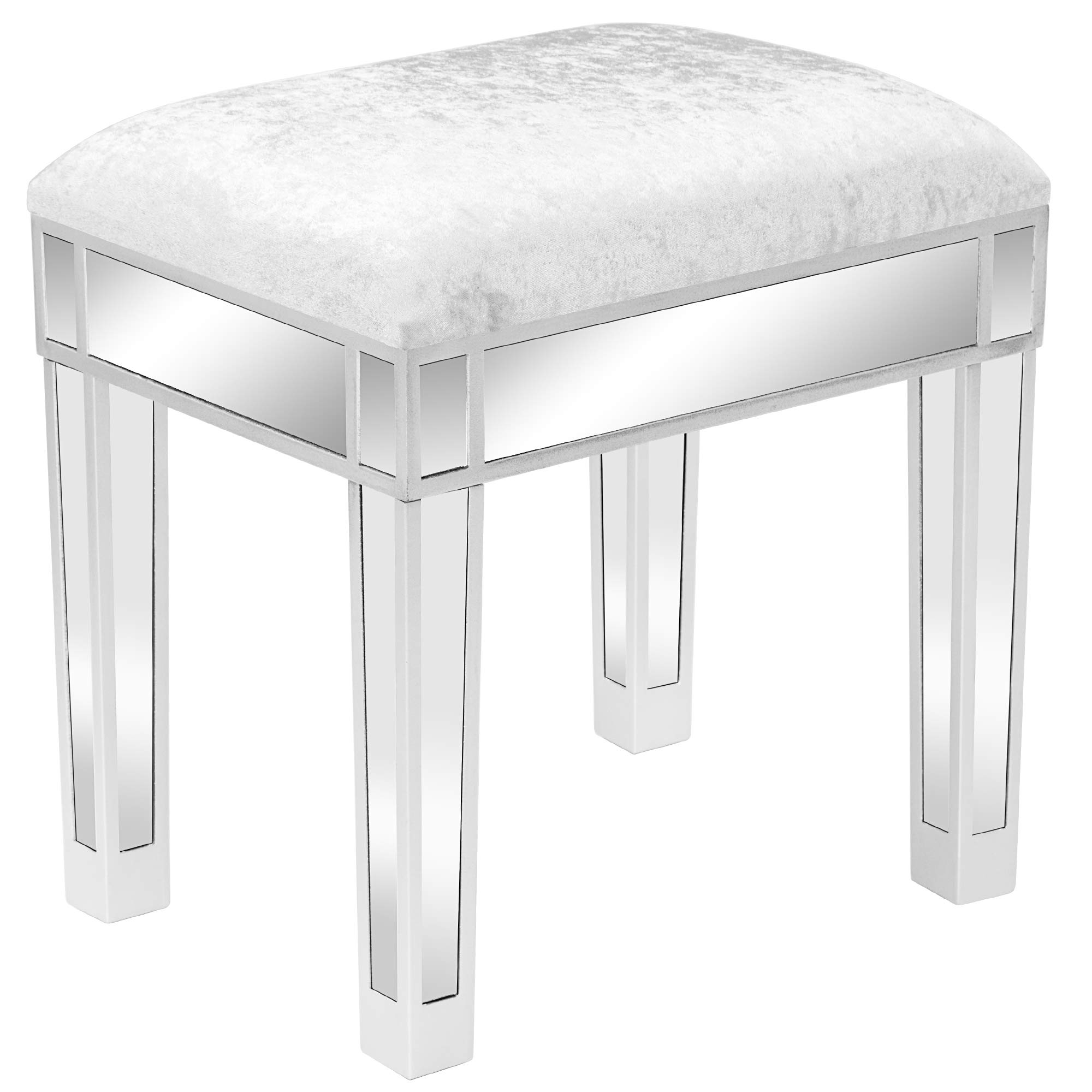 Modern Silver Gray Upholstered Vanity Stool with Padded Cushion - Elegant Makeup Dressing Bench for Bedroom, Boudoir & Beauty Salon - Perfect as Vanity Chair, Makeup Seat or Decorative Accent Stool