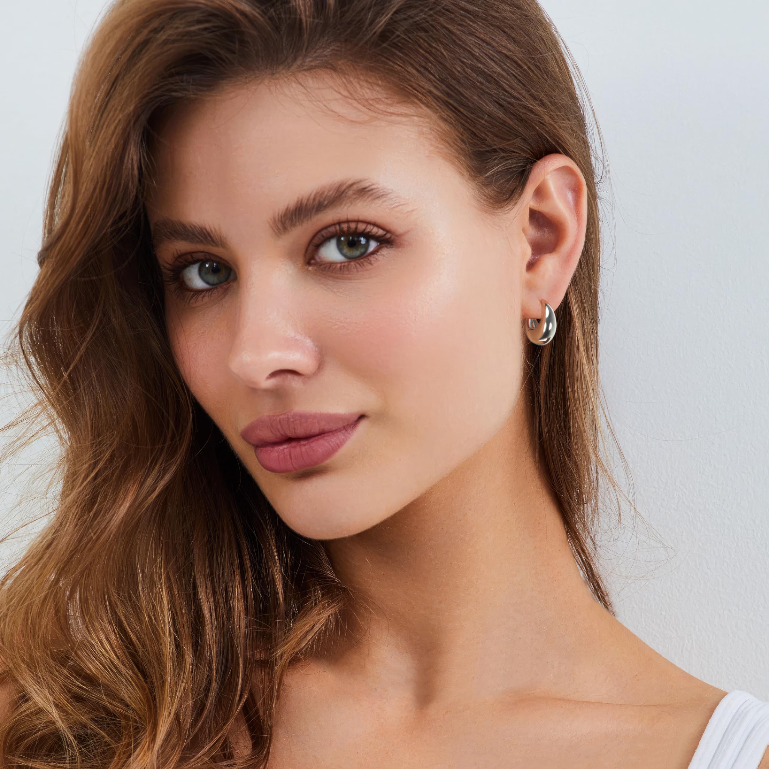 18K Gold Plated Chunky Hoop Earrings for Women - Hypoallergenic Triple Hoop Earrings, Trendy Statement Jewelry Gift for Her - Perfect for Parties, Date Nights & Everyday Wear