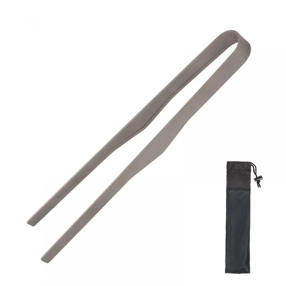 DONGKER Professional Titanium BBQ Tongs - Heat Resistant Grilling Tongs with Anti-Scald Handle & Storage Bag - Perfect for Cooking, Barbecue, Buffet, Steak, Salad - Ideal for Outdoor Grilling, Camping & Backyard Parties