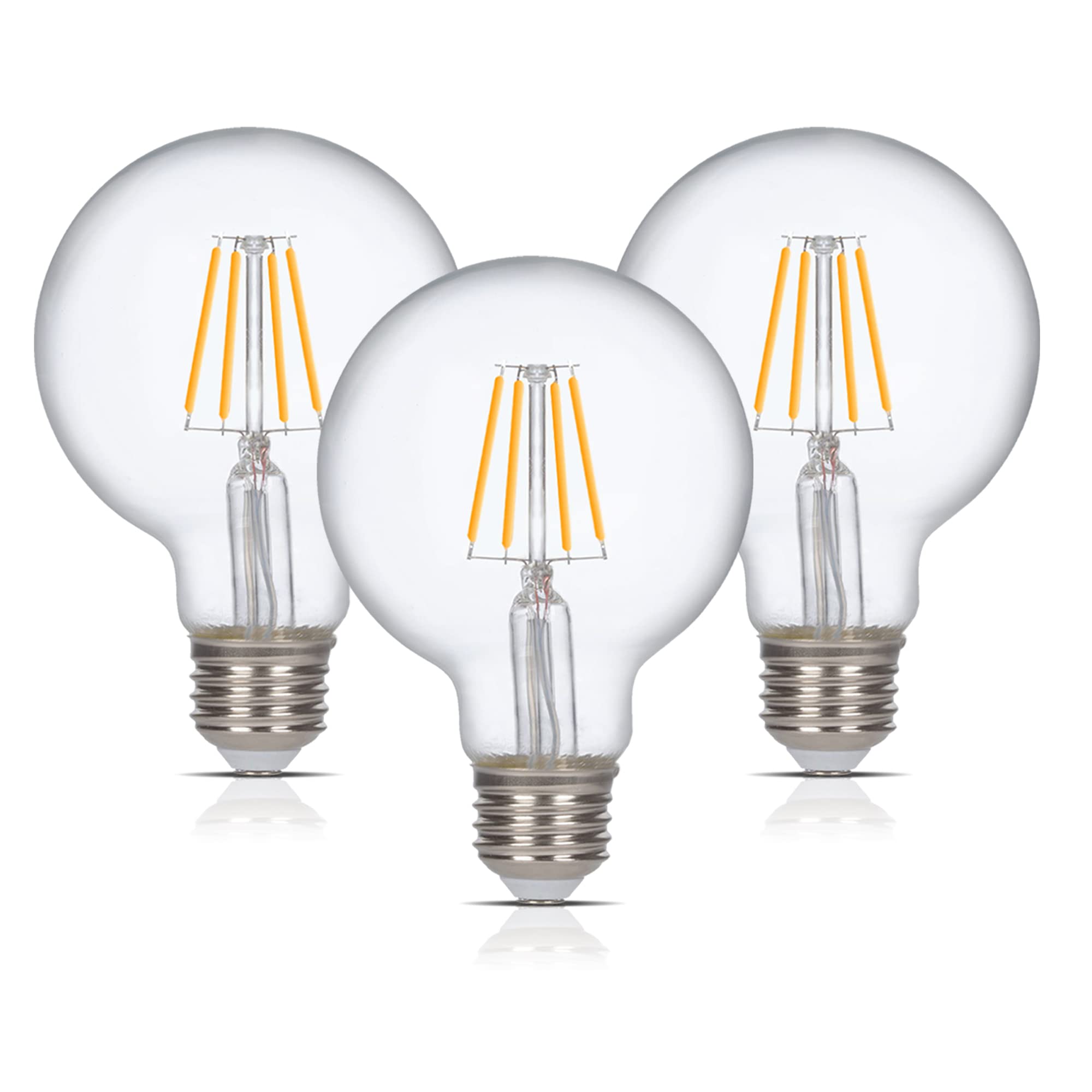 Simba Lighting LED Vintage Edison Bulbs - 6W Dimmable G25/G80 Globe (3 Pack) - 60W Equivalent Warm White 2700K - E26 Medium Base - CE & RoHS Certified - Perfect for Bathroom Vanity Makeup Mirrors, Bedroom Lamps & Restaurant Decor