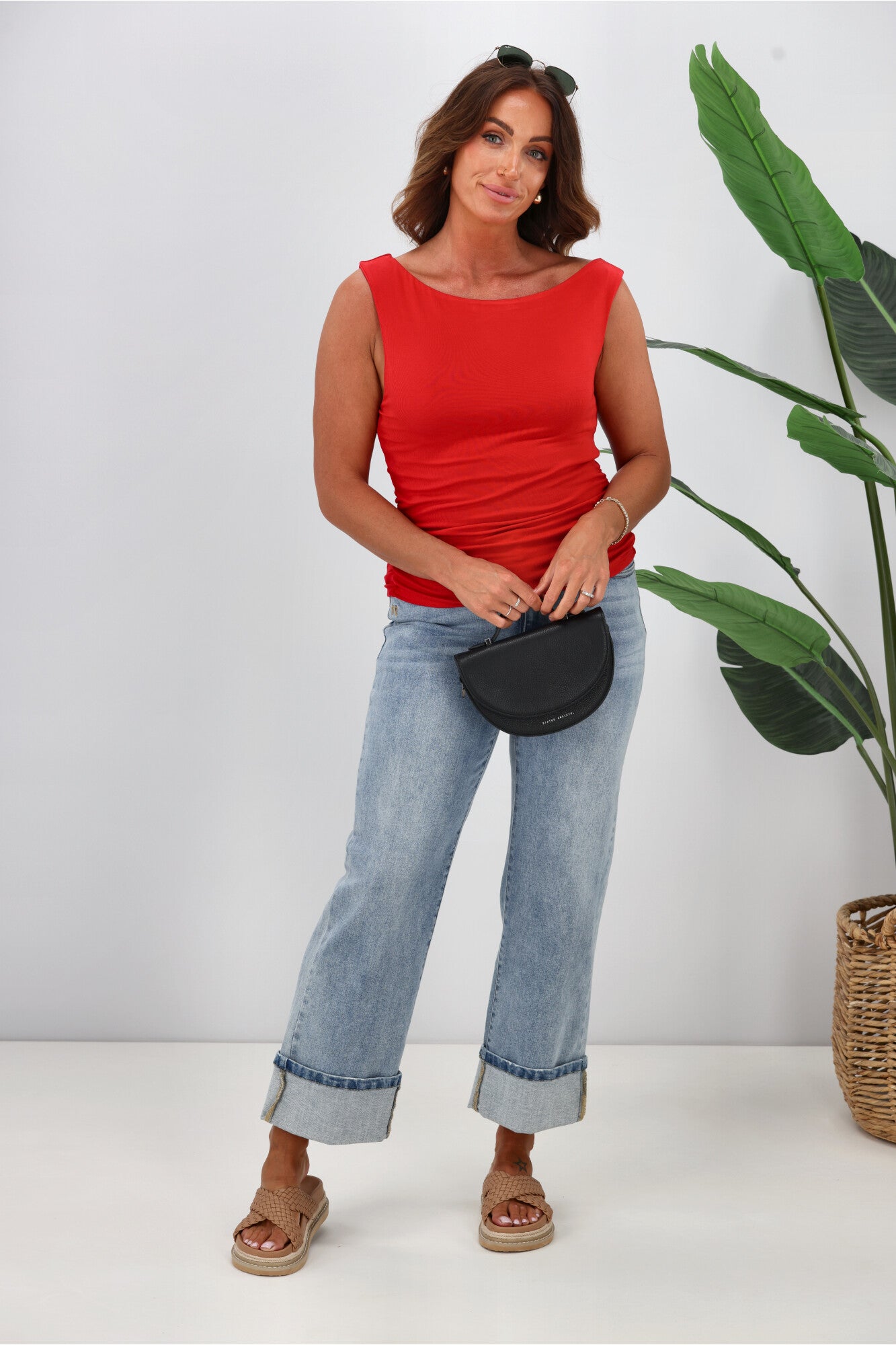 Kylie Off Shoulder Top in Scarlet Red - Women's Fashion Blouse for Casual Outings & Date Nights