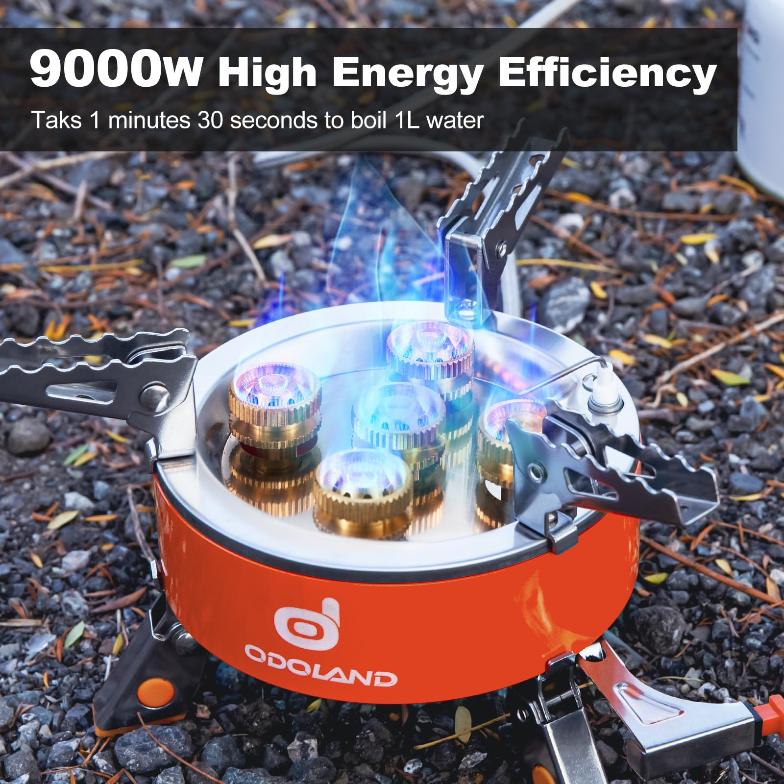 Odoland 9000W Portable Windproof Camping Stove - Adjustable Backpacking Gas Burner with EVA Case for Outdoor Adventures, Hiking & Picnics | Perfect for Camp Cooking, Emergency Preparedness & RV Trips
