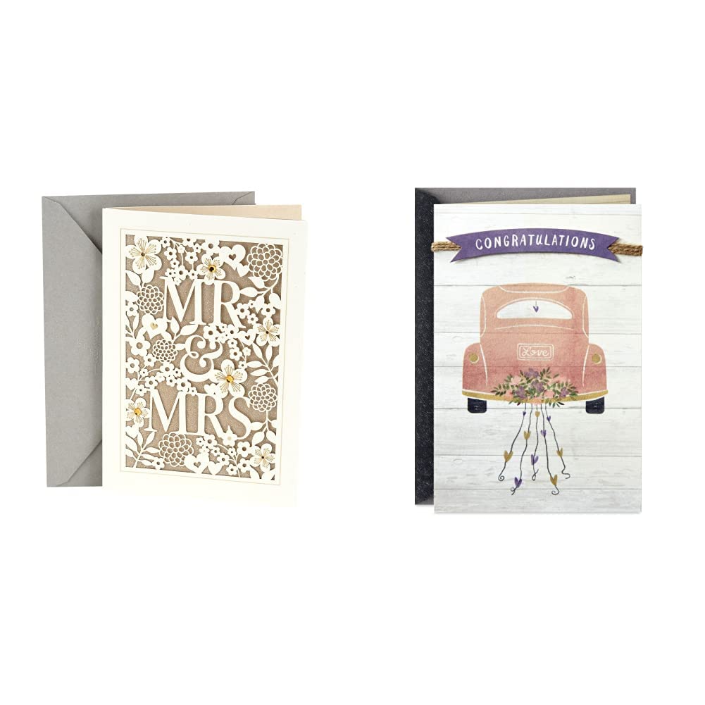 Hallmark Mr. & Mrs. Wedding Card - Elegant Bridal Shower, Engagement & Anniversary Greeting Card with 'Enjoy the Journey' Design - Perfect for Newlyweds, Couples & Wedding Celebrations