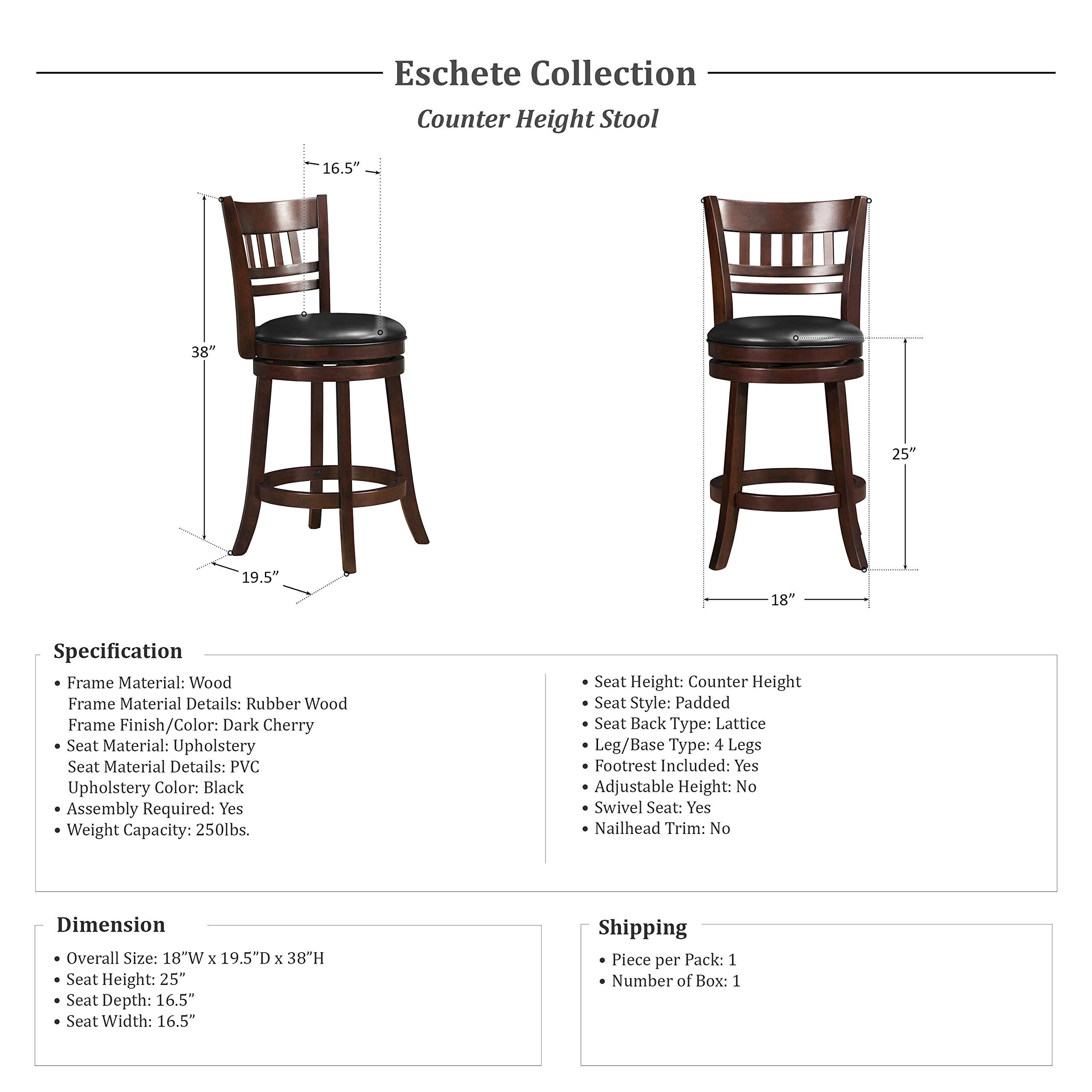 Lexicon Eschete Lattice Back Swivel Counter Height Bar Stool - 25