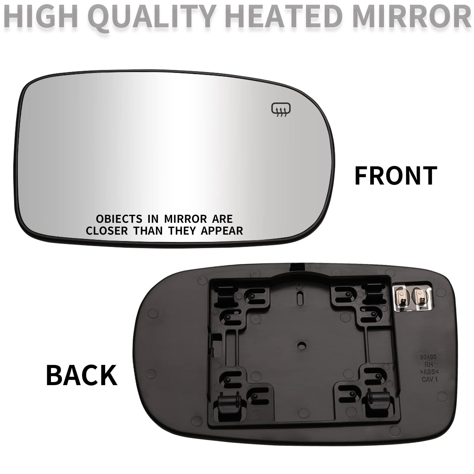 Passenger Side Mirror Replacement for 2011-2017 Chrysler 200, 2012-2021 Chrysler 300, 2011-2021 Dodge Charger & Challenger - Right Heated Convex Rearview Mirror Glass - Perfect for Winter Driving & Enhanced Visibility