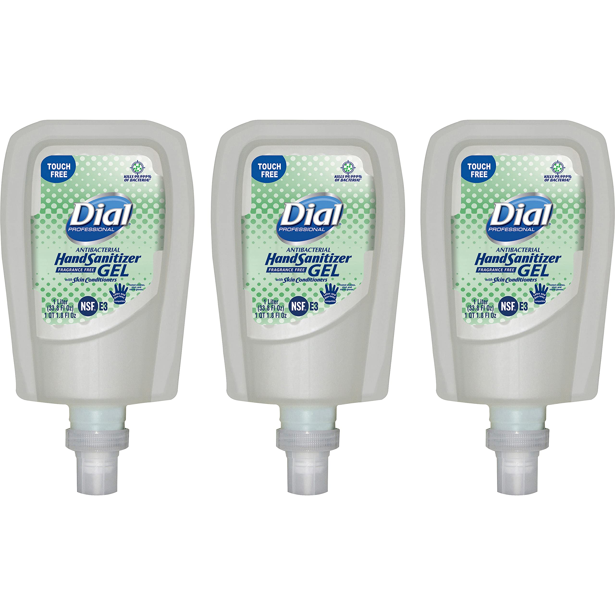 Dial Antibacterial Hand Sanitizer Gel Refill - 3 Pack (33.8oz Total) | Moisturizing & Gentle | For Home, Office & Travel Use