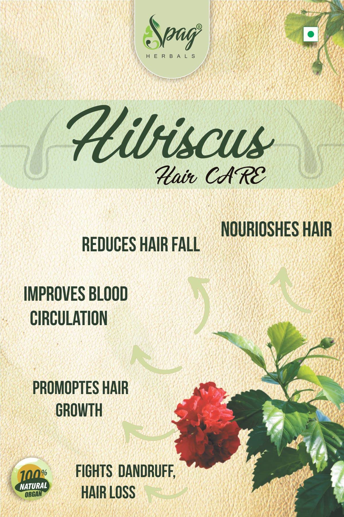 Dried Hibiscus Leaves Powder 120g - Natural Moisturizer for Face, Hair & Skin Care - Anti-Aging Solution