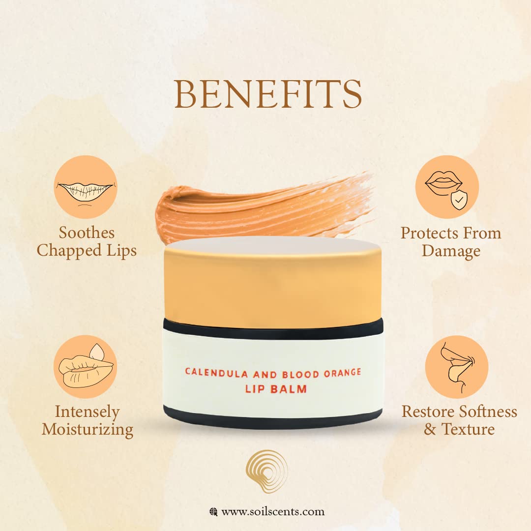 SOISLCENTS Calendula and Blood Orange Lip Balm - Moisturizing & Nourishing for Dry, Chapped Lips - Perfect for Winter Care, Daily Hydration & On-the-Go Use