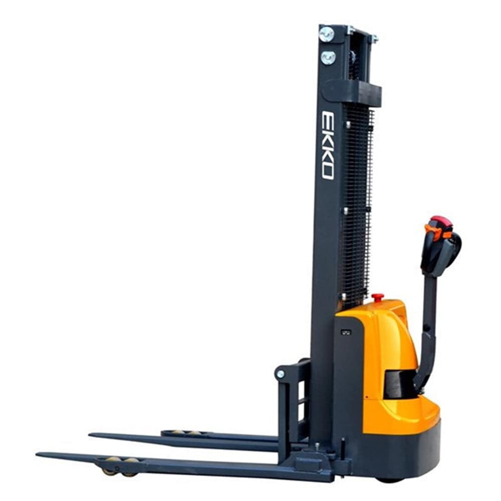 EKKO EB12E Electric Straddle Stacker - 119-138 Inch Adjustable Height - Ideal for Warehouse & Industrial Material Handling