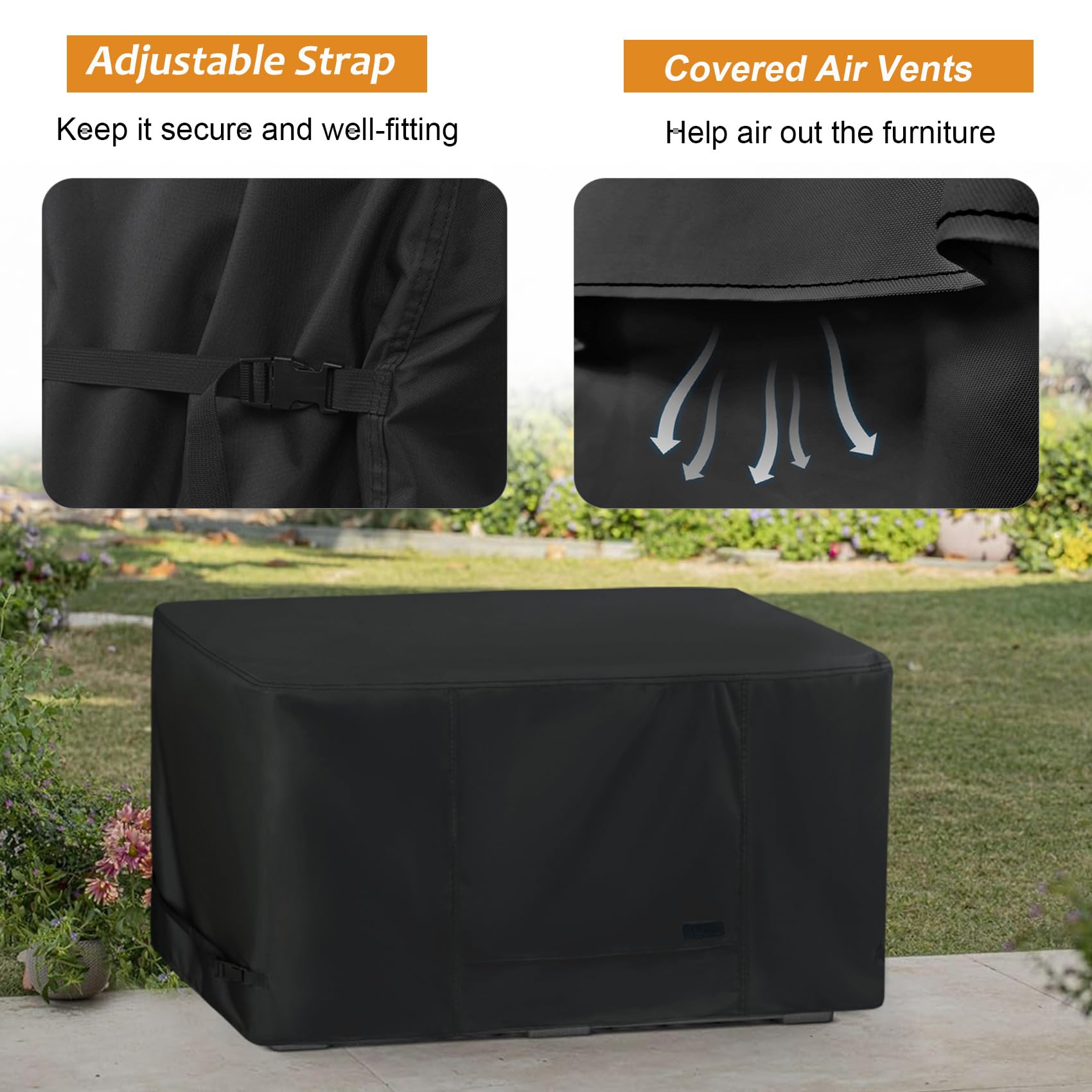 NettyPro Waterproof Deck Box Cover - Fade Resistant Outdoor Storage Bench Cover for 71-100 Gallon Resin Deck Box (46