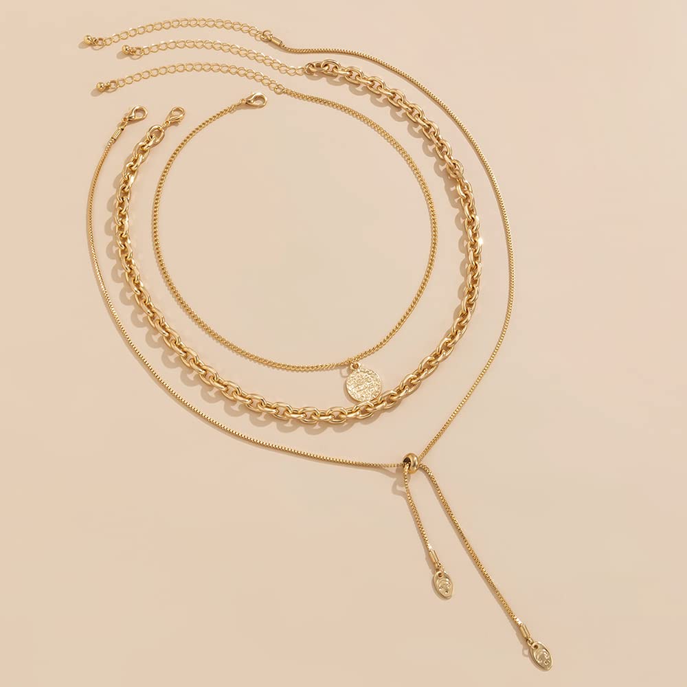 Gold Coin Necklace for Women - Silver Layered Coin Choker with Long Tassel Pendant - Elegant Layering Chain Jewelry - Perfect for Casual Wear, Parties & Special Occasions