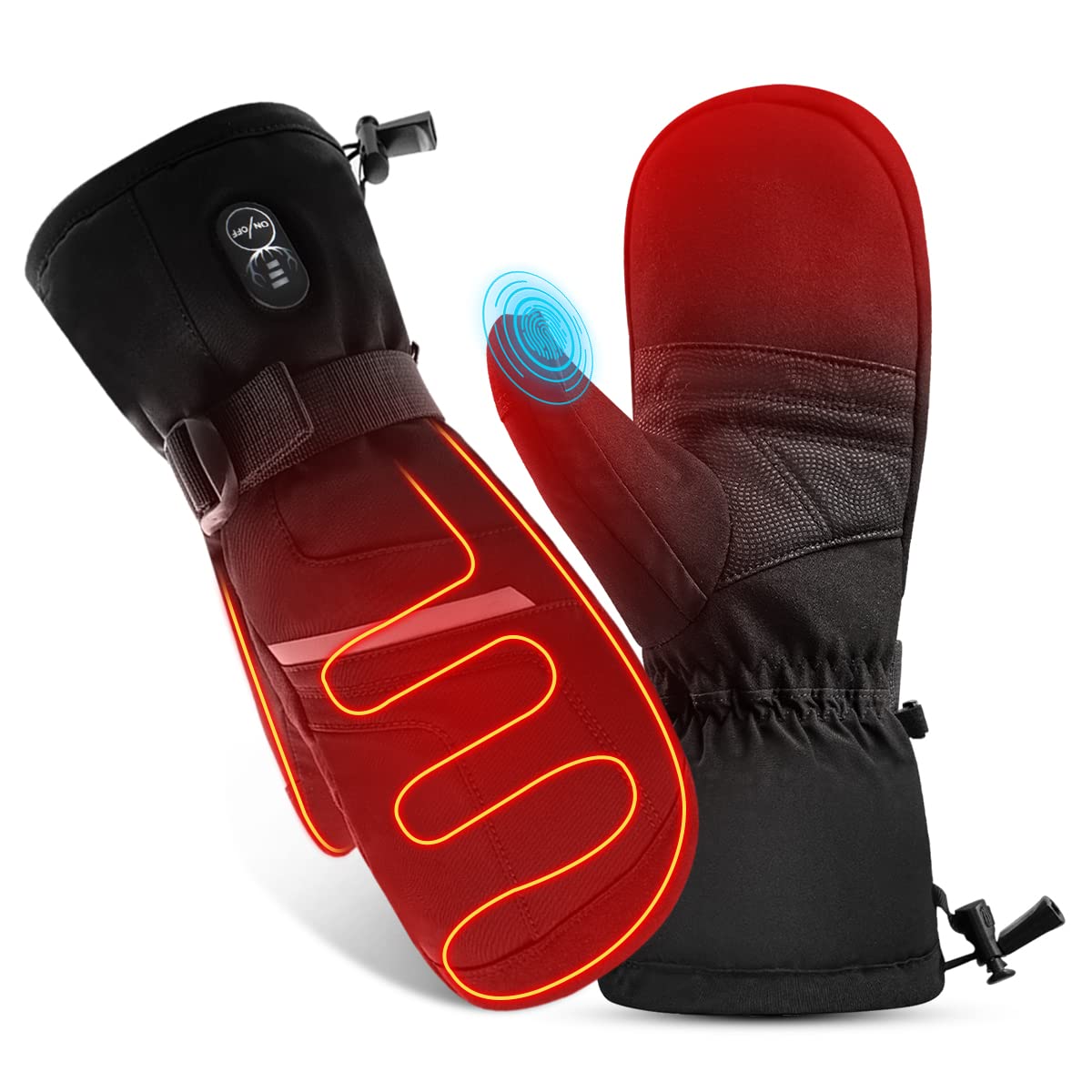 Rechargeable Heated Gloves for Men & Women - 7.4V 2200mAh Battery, Up to 6.5 Hours Warmth, Waterproof Electric Ski Gloves for Snowboarding, Hiking, Camping & Winter Outdoor Activities