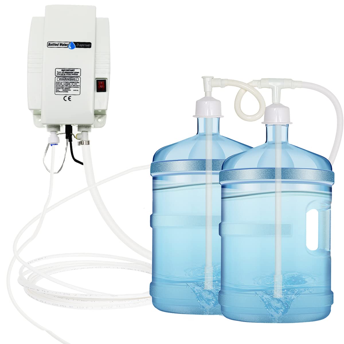 25W Electric Bottled Water Pump System - 2.5L Flow Rate, Double-Tube Design for 5 Gallon Bottles | Perfect for Coffee Makers, Refrigerators, Ice Makers & Faucets | Home, Office & RV Water Dispensing Solution