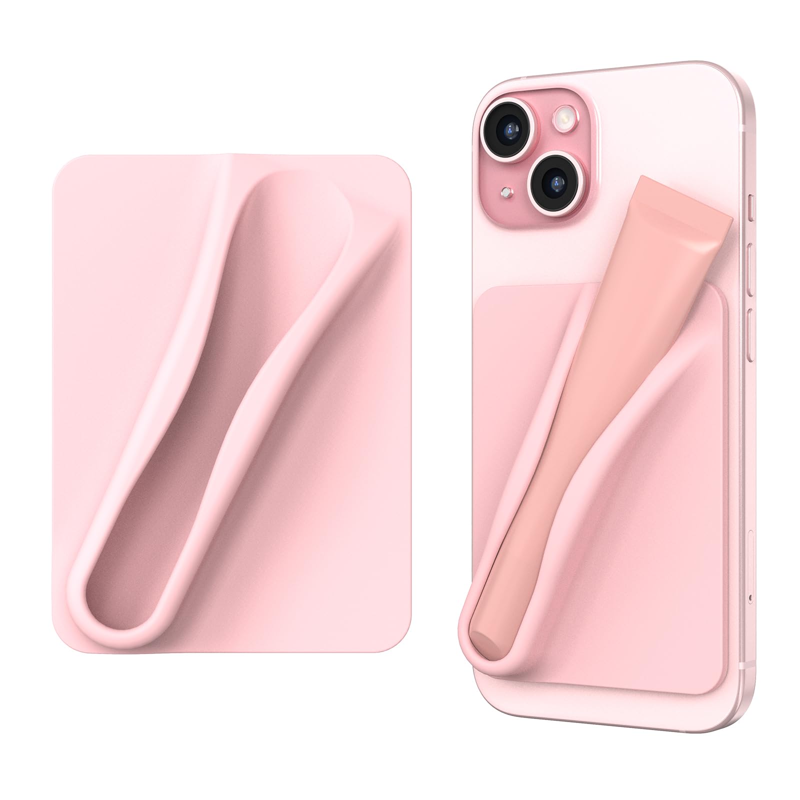 DOB SECHS Silicone Lipstick Holder for iPhone & Android - Stick On Phone Case Accessory, Pink - Perfect for Makeup Touch Ups & Hands-Free Phone Use While Driving or Working
