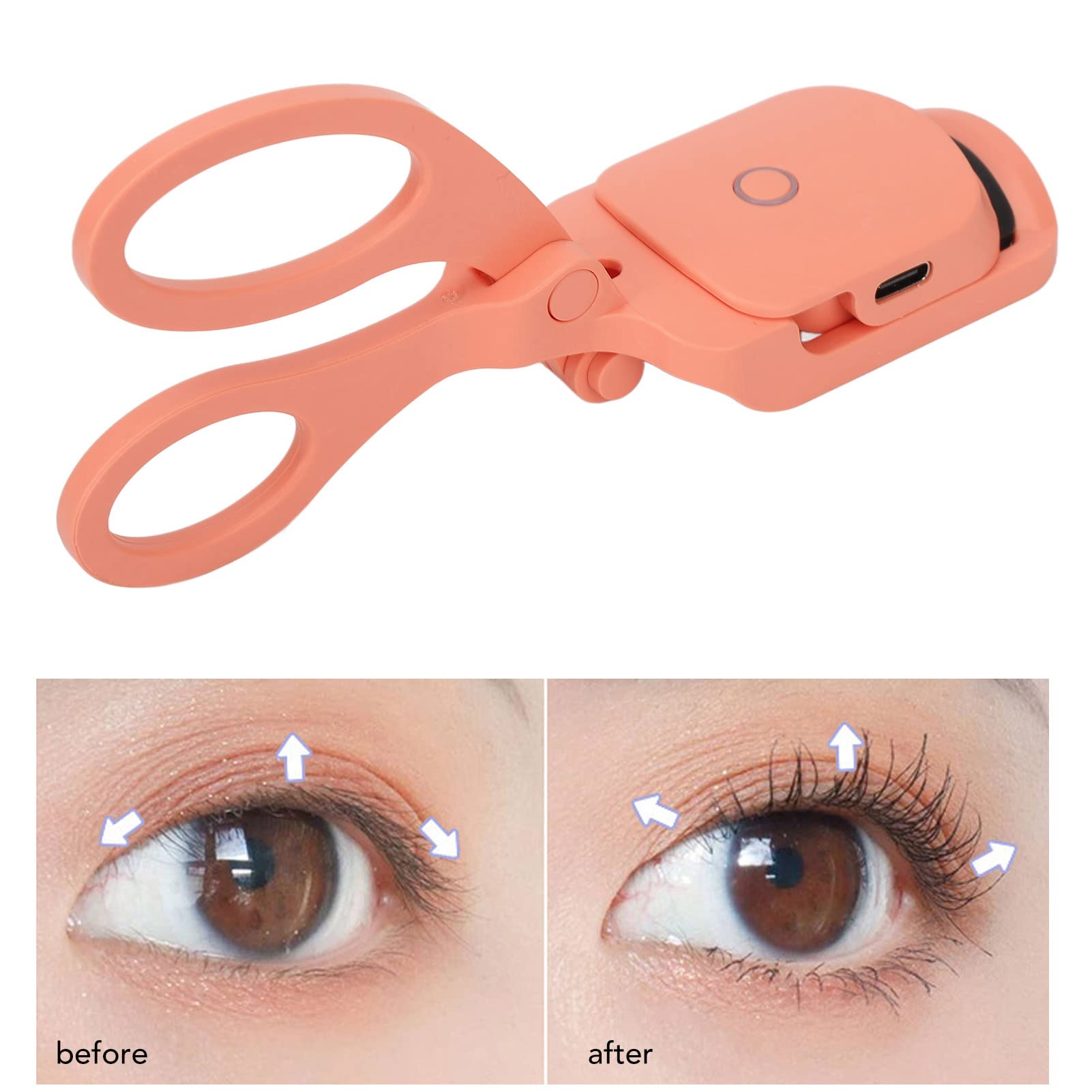 Rechargeable Electric Eyelash Curler with Smart Heating - 2 Modes, USB-C Charging, Portable Lash Curler for Women | Perfect for Home Makeup, Travel & Professional Use (Orange)