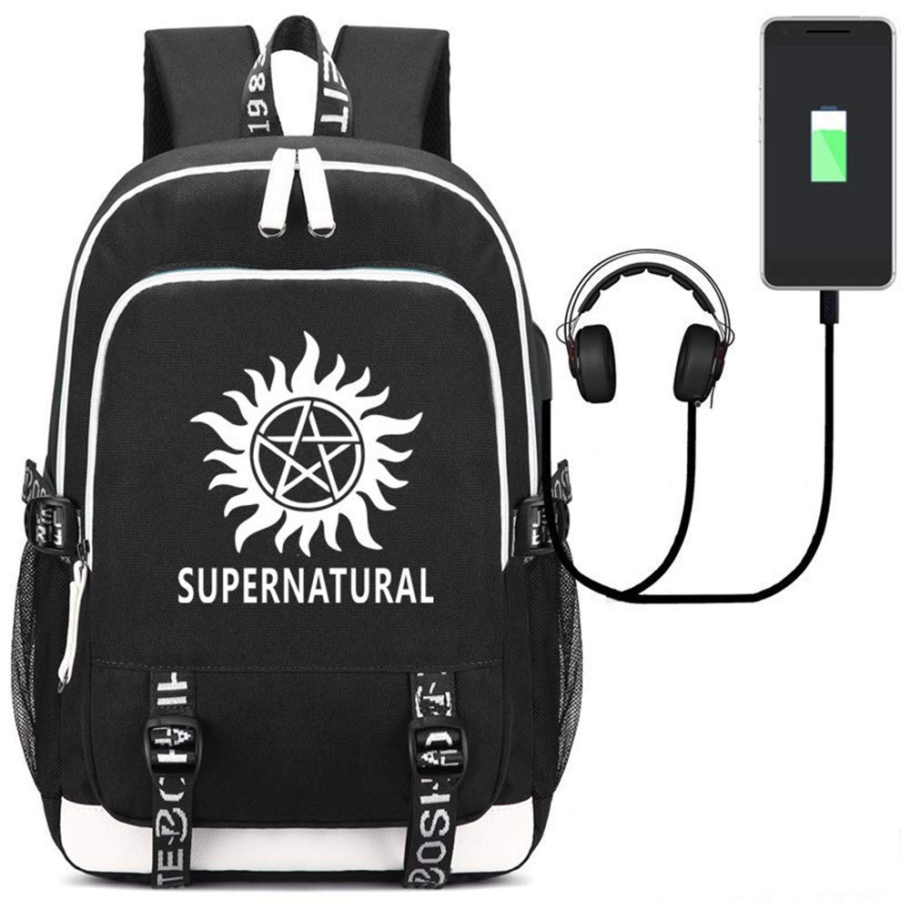 Supernatural SPN Backpack with USB Charging - Unisex Laptop Bag for School & Travel