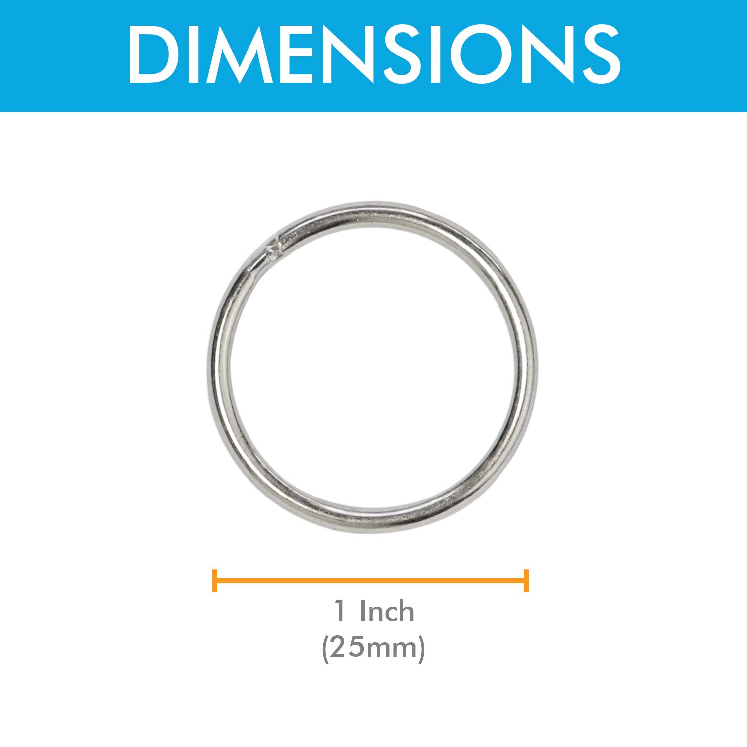 Metal Key Rings Bulk 250pcs - Nickel Plated Split Rings for Keys, Crafts & Lanyards (1 Inch)