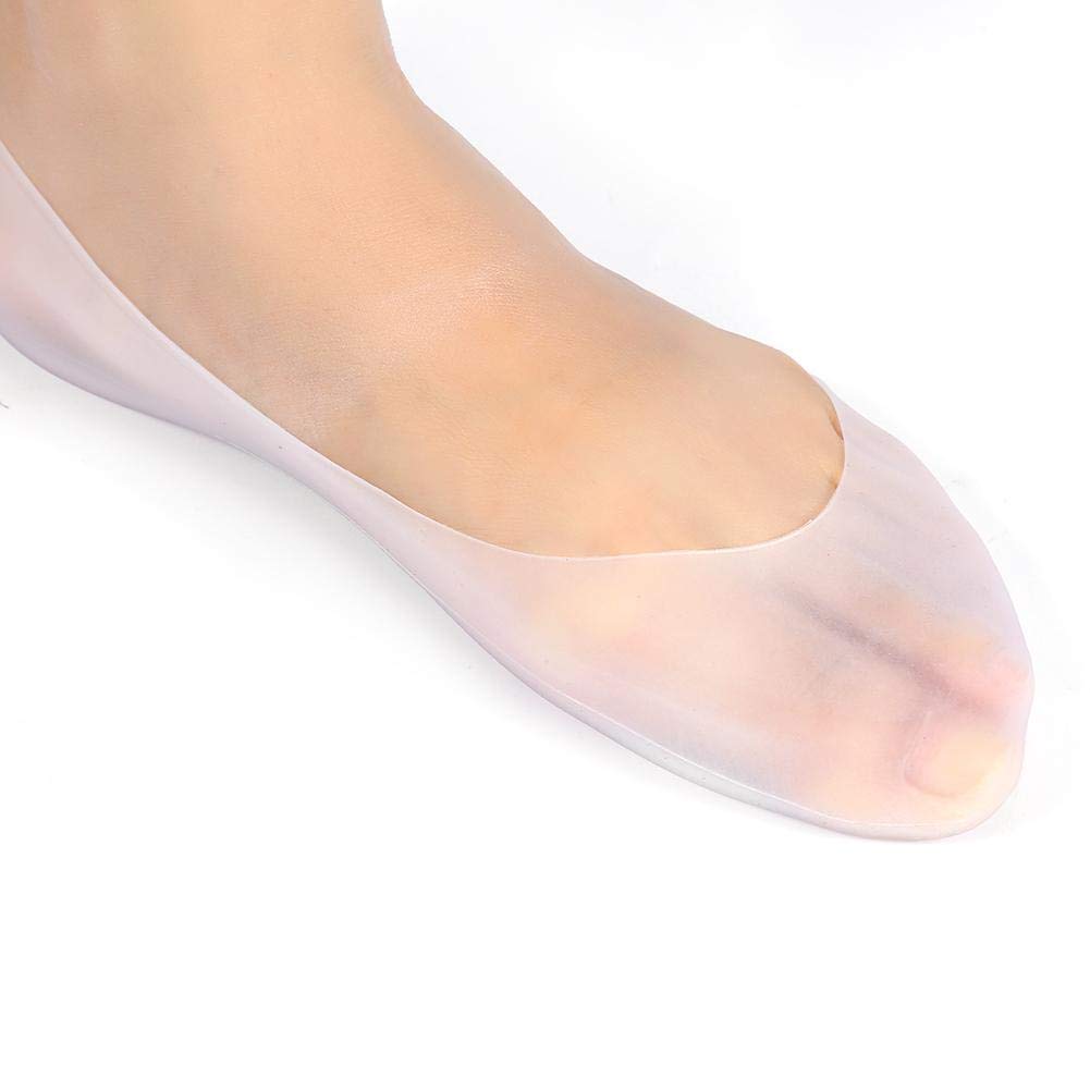 Xuuyuu Silicone Gel Moisturizing Socks for Women & Men - Breathable Full Length Foot Care Protector with Ventilation Holes - Relieves Plantar Fasciitis, Metatarsalgia & Dry Cracked Heels (Large, White) - Perfect for Night Treatment, Spa & Home Relaxation