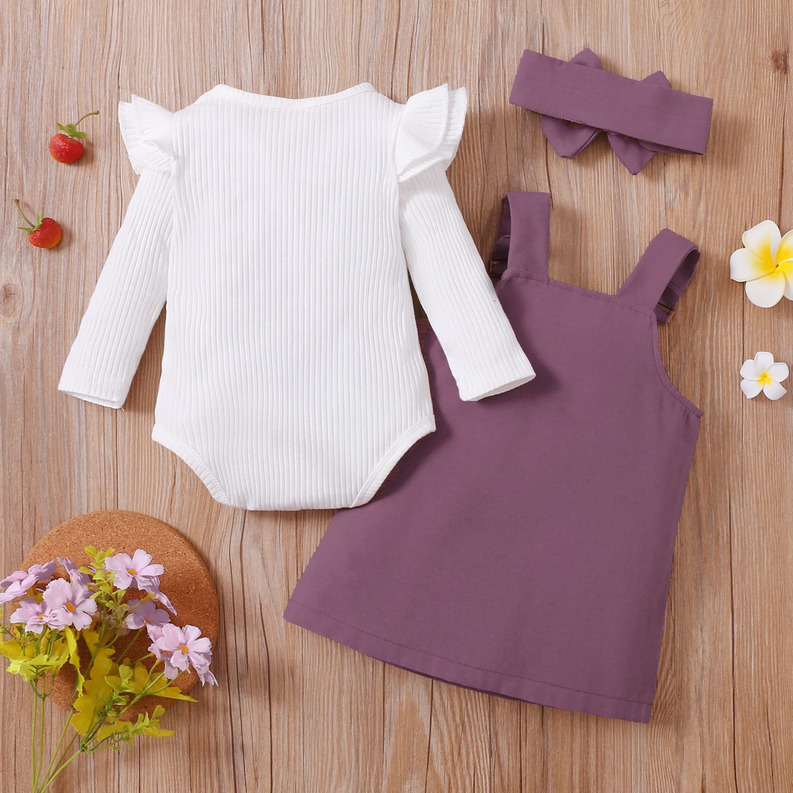 Mubineo 3-Piece Newborn Baby Girl Outfit Set - Bodysuit, Romper, Dress & Headband - Soft & Comfortable Baby Clothes for Photos, Parties & Daily Wear
