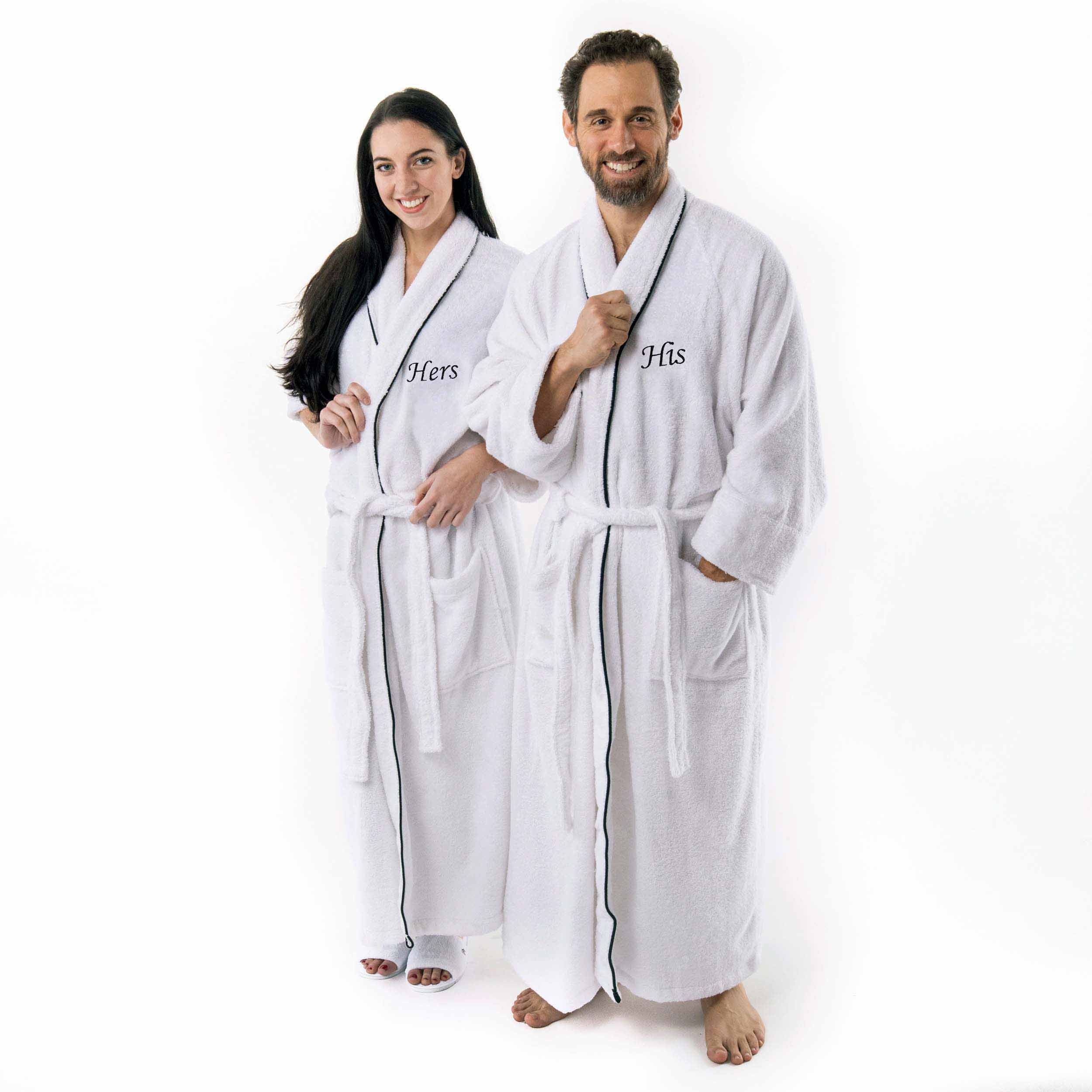 Premium Cotton Unisex Bathrobe for Adults - Soft, Fluffy & Highly Absorbent - White Embroidered Spa Robe for Relaxation, Hotels & Home Comfort