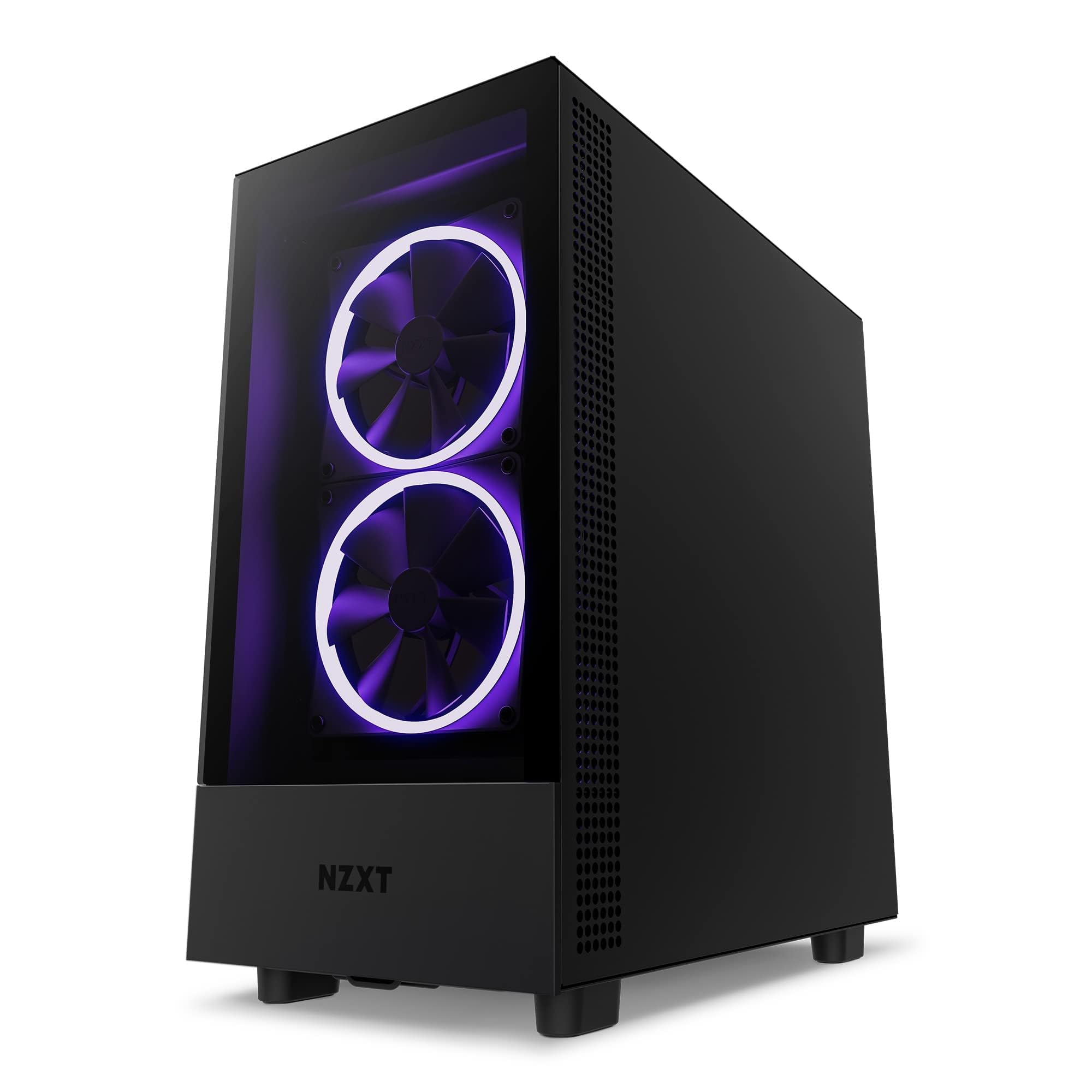 NZXT H5 Elite Compact ATX Mid-Tower PC Gaming Case - Tempered Glass Panels, RGB Lighting & 2x140mm Fans | Perfect for Gaming Rigs & Streaming Setups | Black (CC-H51EB-01)