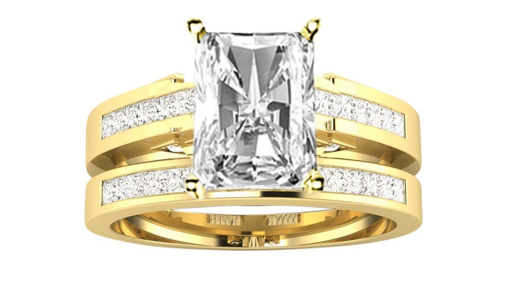 1.5 Ctw Radiant & Princess Cut 14K White Gold Diamond Engagement Ring Bridal Set (H-I Color, I1-I2 Clarity, 1 Ct Center Stone) - Perfect for Proposals, Weddings & Anniversary Gifts