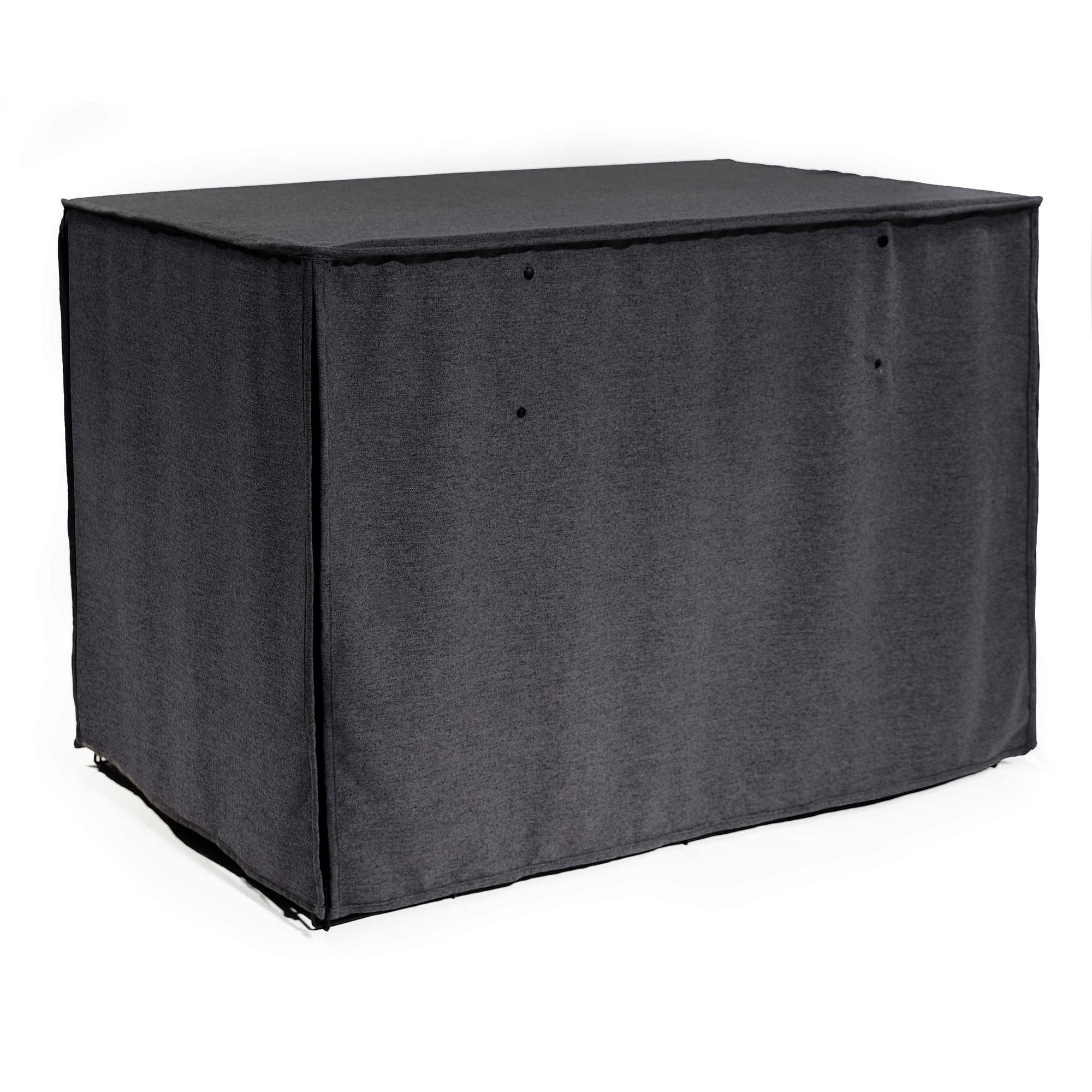Friends Forever 30-Inch Metal Dog Crate Cover with Light Blocking Curtain & Roller Shades - Machine Washable Trucker Black Kennel Cover for Home, Travel, and Car Use