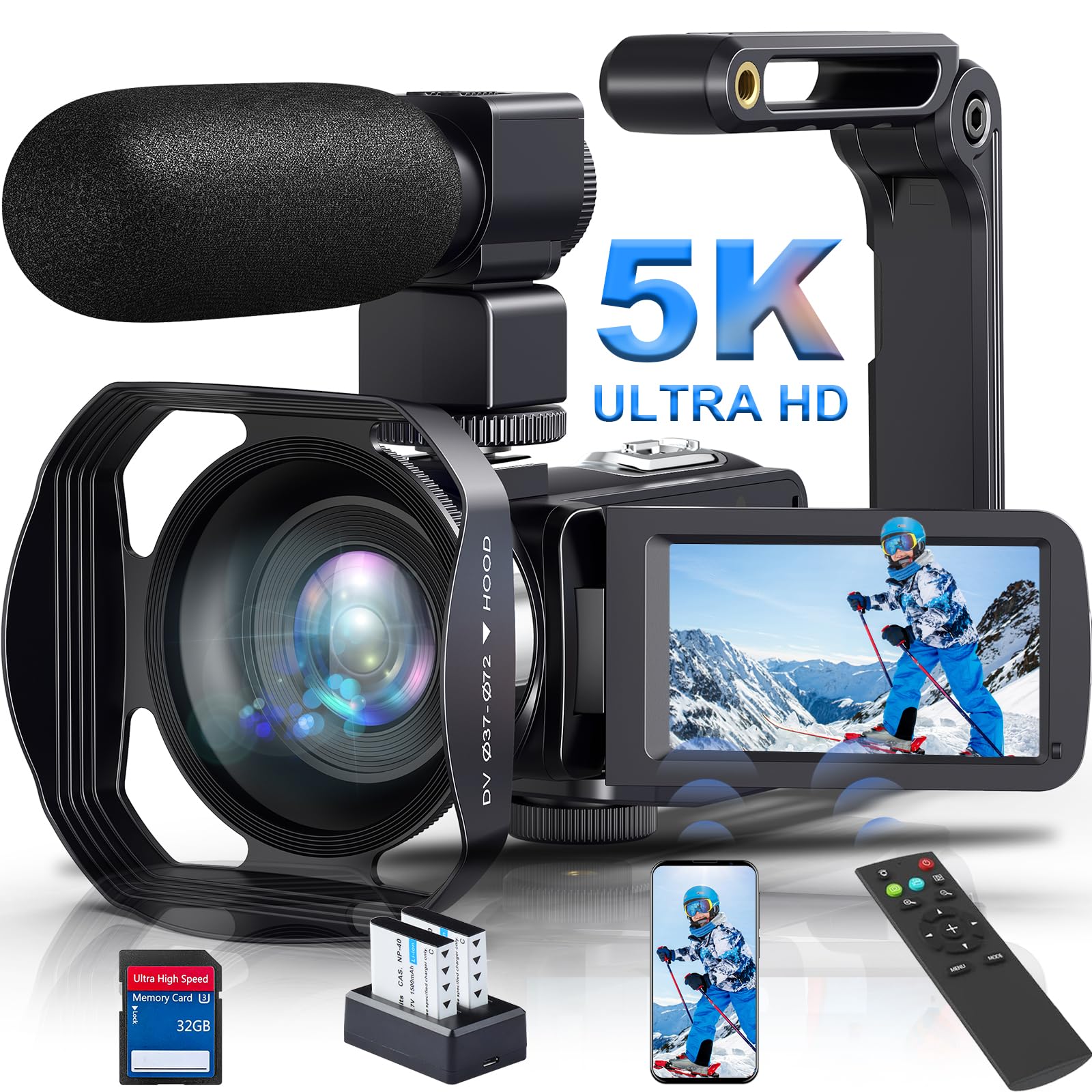 5K 64MP WiFi Vlogging Camera with IR Night Vision & 18X Zoom - 3.0
