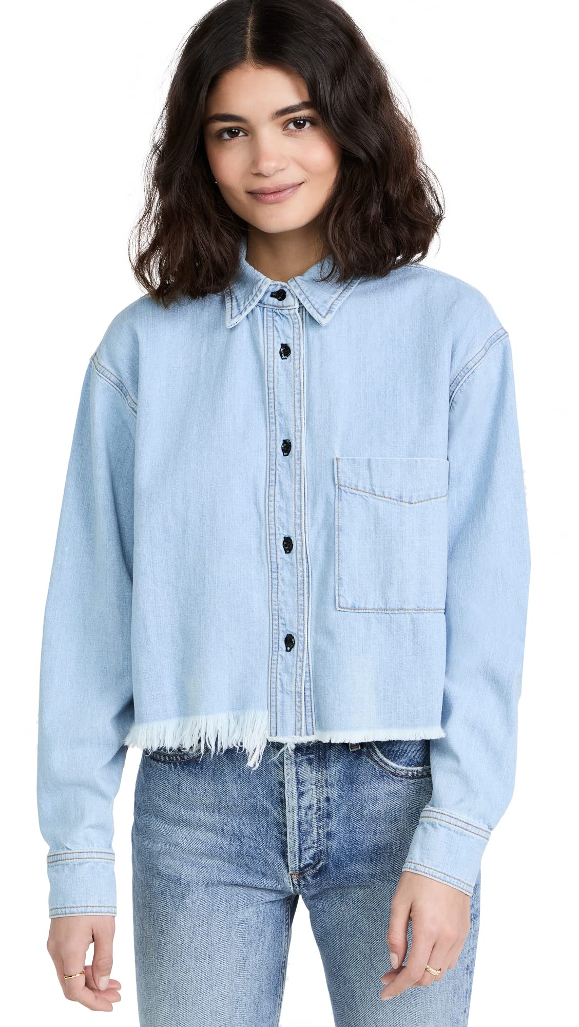 Stylish Women's Denim Shirt - Casual Button Down Long Sleeve Top for Everyday Wear | Perfect for Layering, Office Outfits & Weekend Brunch