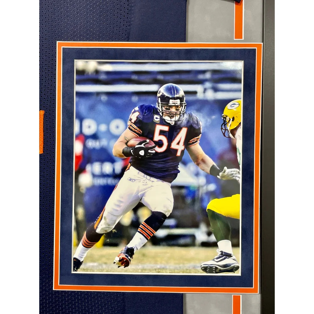 Brian Urlacher Autographed Chicago Bears Jersey - Framed BAS Signed Inscribed HOF Collectible - Perfect for Sports Memorabilia Displays, Man Cave Decor & NFL Fan Gifts