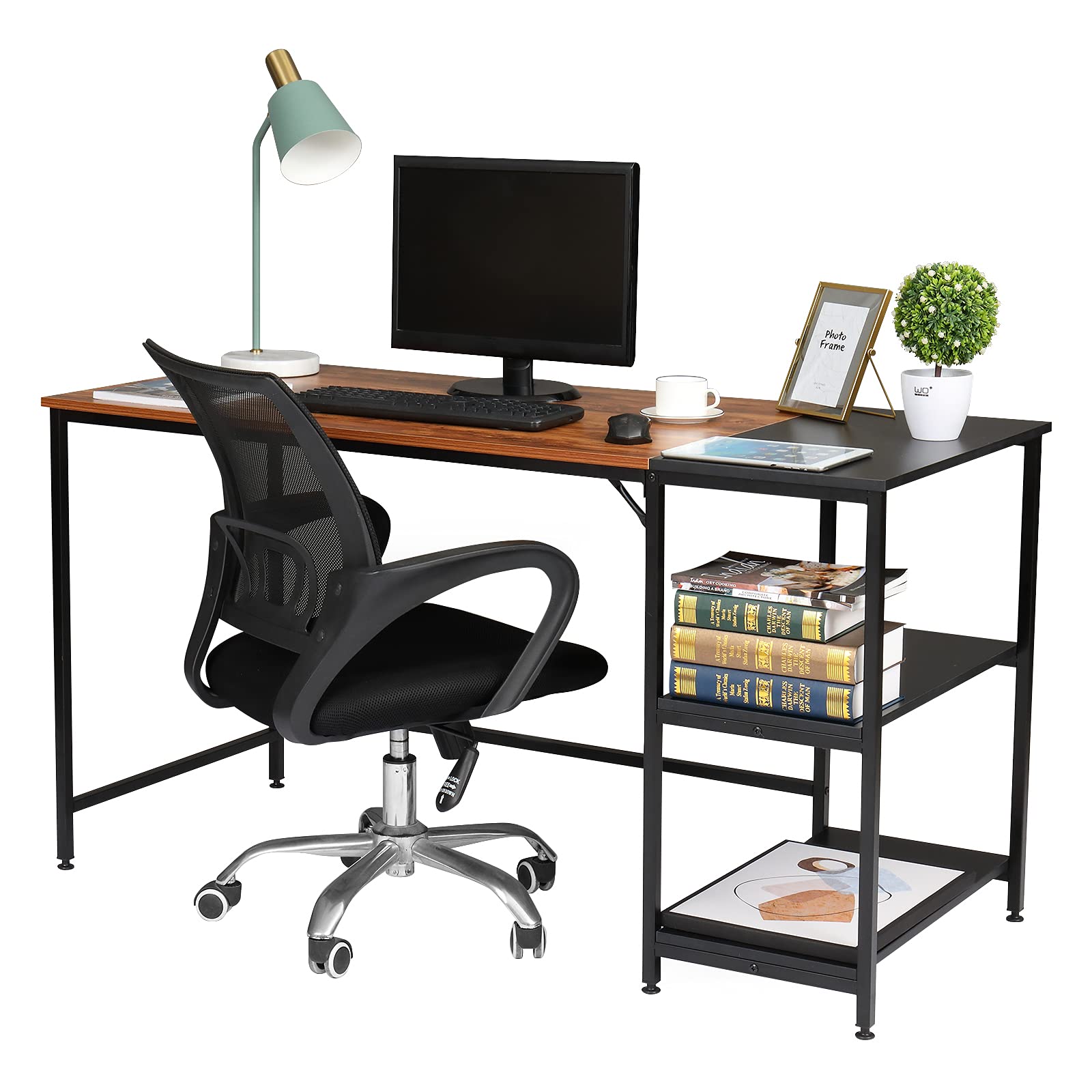 140cm Computer Desk with Metal Mesh Partition - Two-Tone MDF Desktop & Sturdy Metal Frame | Durable, Scratch-Resistant & Easy to Clean | Perfect for Home Office, Study Room or Small Workspace