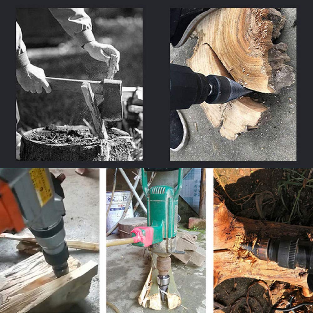 Heavy Duty Firewood Log Splitter Drill Bit - 42mm Round Handle Wood Splitting Cone for Hand Drill - Perfect for Camping, Fireplace & Outdoor Wood Processing