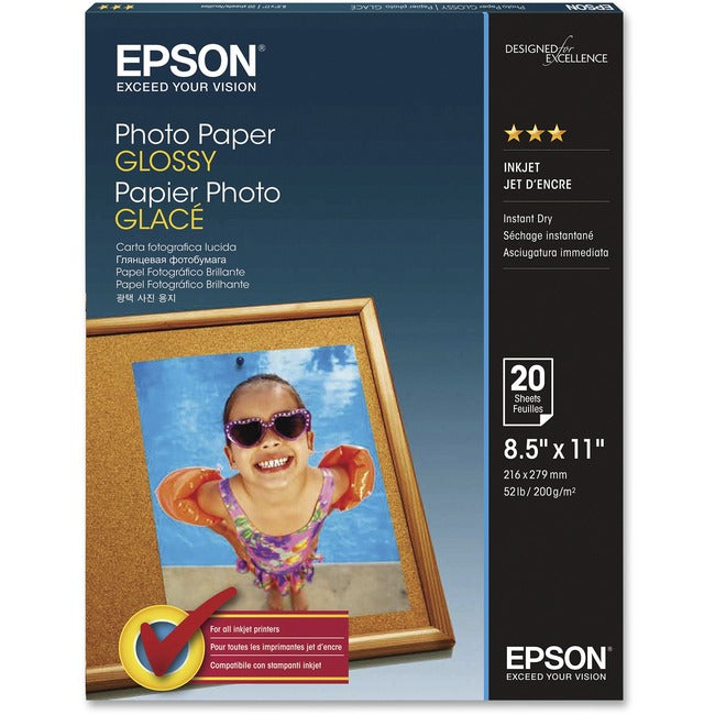 Premium 20-Sheet 8.5x11 Letter Photo Paper for Inkjet Printers - High-Quality Glossy Finish for Photos, Flyers & Craft Projects