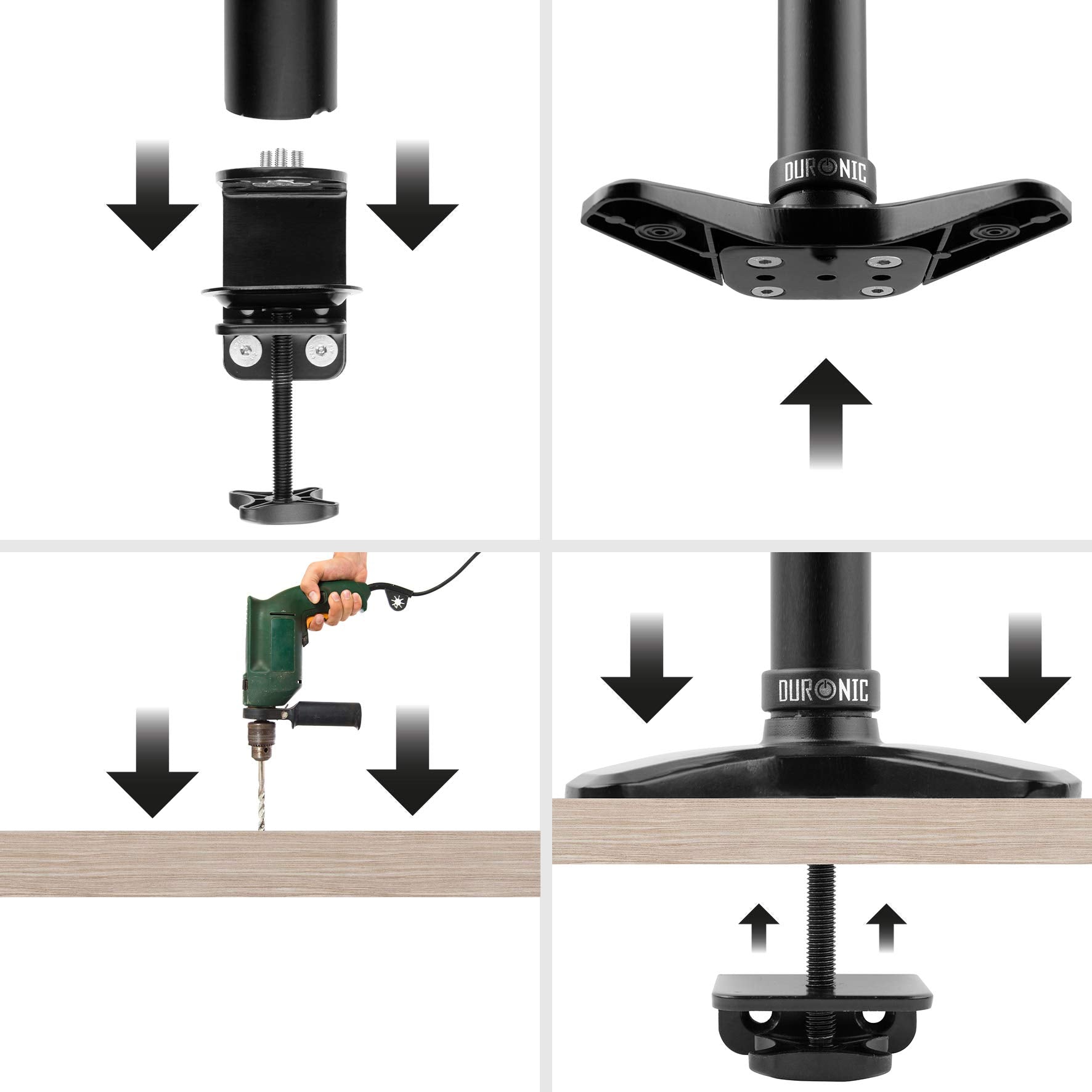 Duronic Grommet 2 (DM GR 02) - Heavy Duty Black Steel Monitor Arm Mount Adapter for Desk Hole Installation | Compatible with Duronic DM55 & DM65 Monitor Mounts | Perfect for Home Office, Gaming Setup & Workspace Ergonomics
