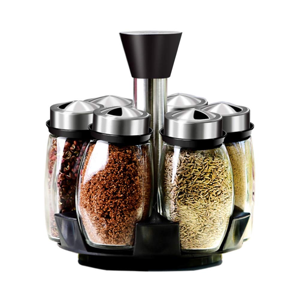 DOITOOL 12-Piece Spice Jar Set - Airtight Rotary Spice Rack Organizer for Kitchen Countertop, Pantry & Cooking - Perfect for Storing Salt, Pepper, Herbs & Seasonings - BPA-Free Plastic Spice Containers with Labels & Funnel