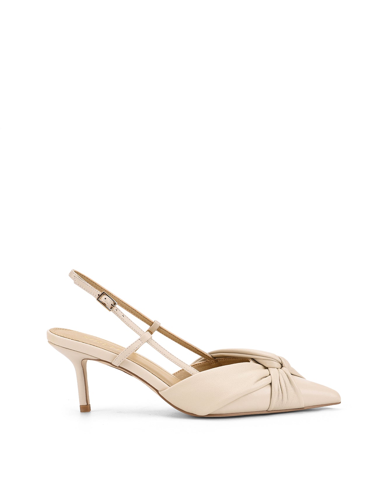 Yonder Slingback Kitten Heels - Bone Leather Women's Shoes | Comfortable Low Heel Pumps for Work, Office & Special Occasions